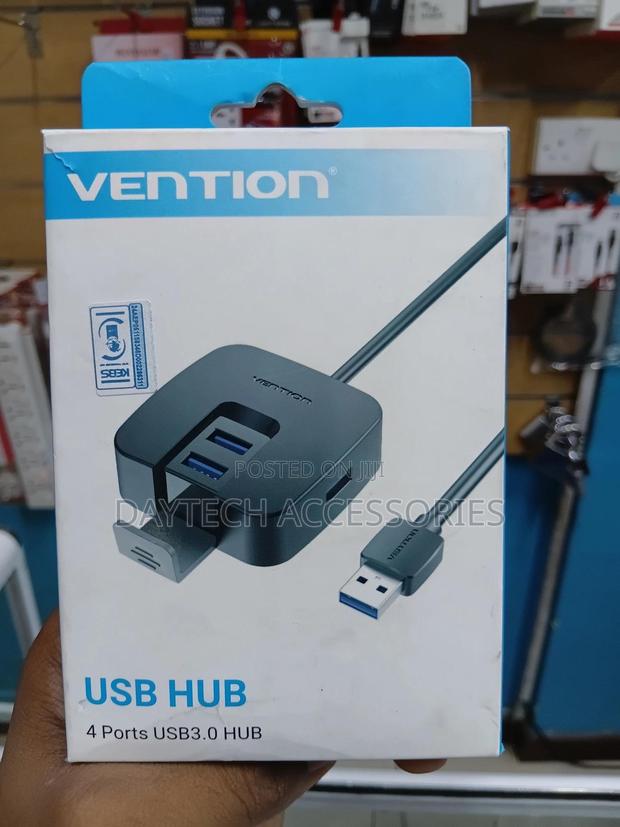 This Is a Vention 4-Port Usb 3.0 Hub in Black. - thumbnail 2