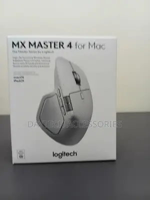 This Is a Logitech Mx Master 4 for Mac Wireless Mouse in Pale Gray.