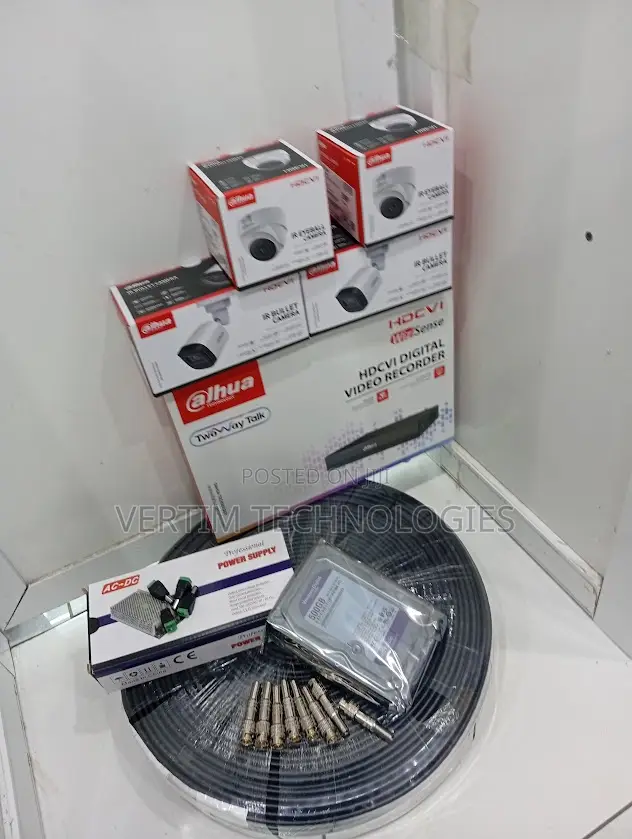 Set 4 Channel CCTV Camera Kit With 4 Cameras- Dahua