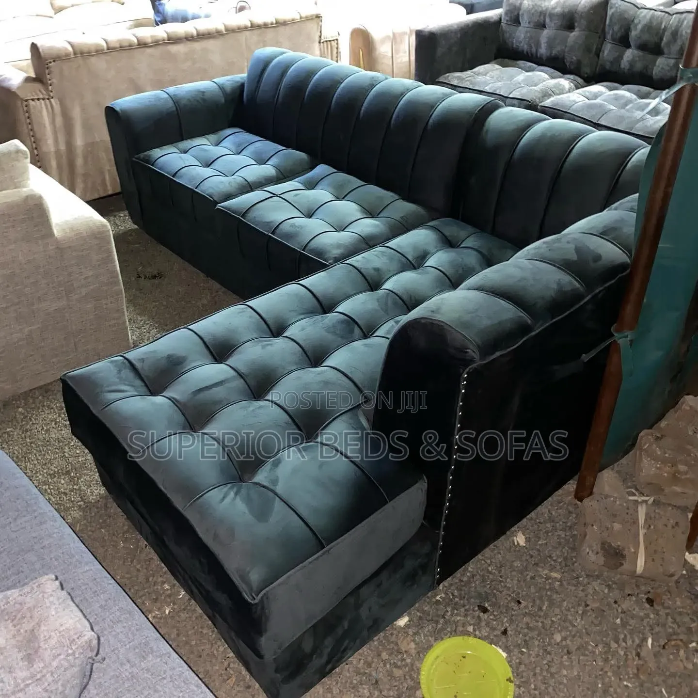 Black Corner Sofa Set (5 Seater/L Shaped)