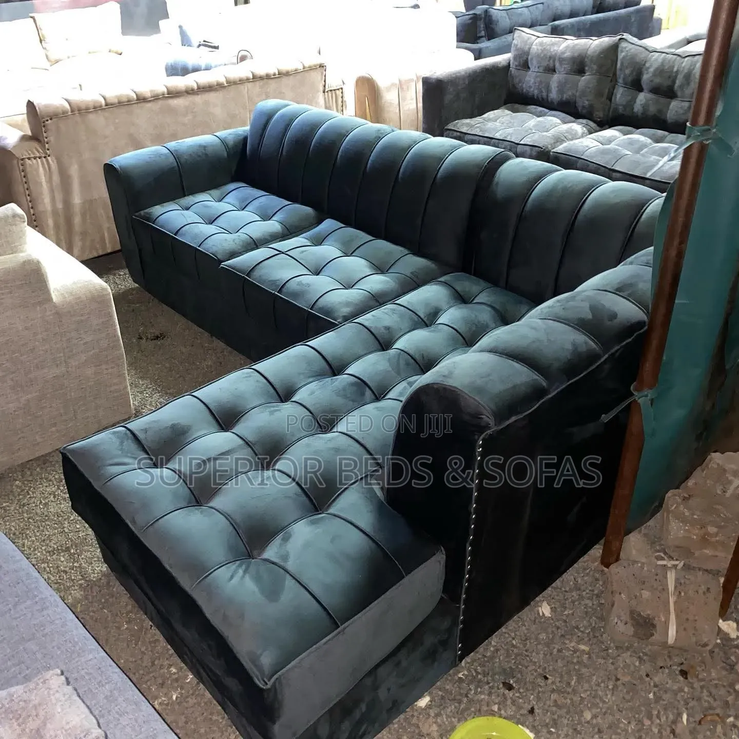 Black Corner Sofa Set (5 Seater/L Shaped)