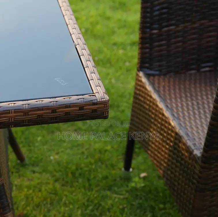 Outdoor Set: 4 Seater All Weather Rattan Dining Table Set