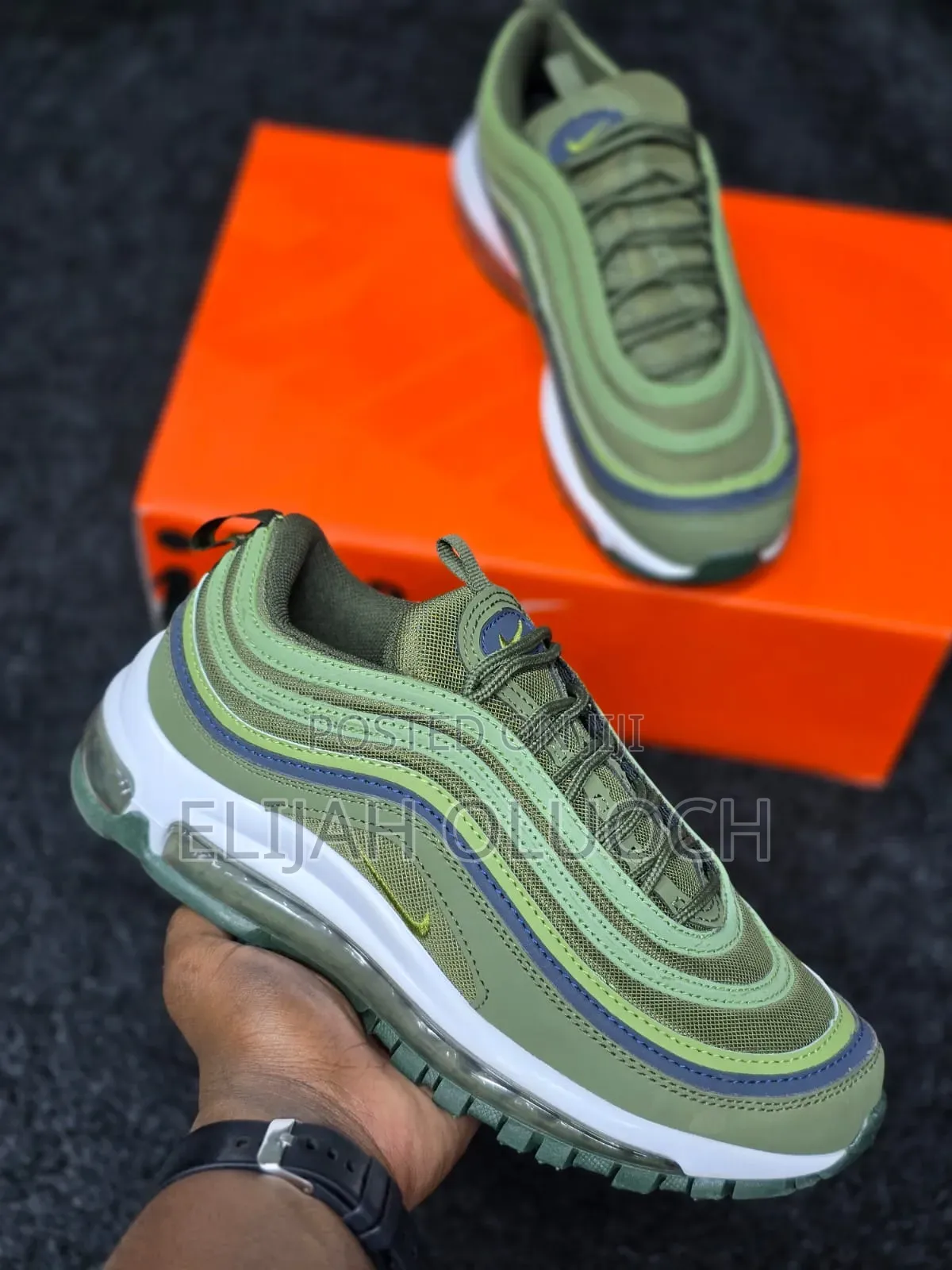 Nike Air Max 97 Olive Green Sneakers.