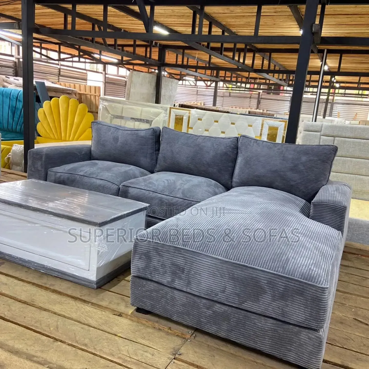 Grey Corner/L-Shaped Sofa Set (5-Seater)
