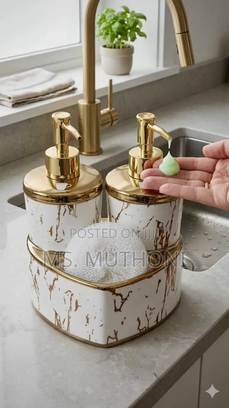 Ceramic Twin Liquid Soap and Detergent Dispensers