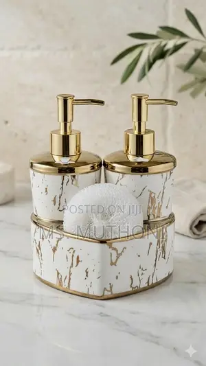 Ceramic Twin Liquid Soap and Detergent Dispensers