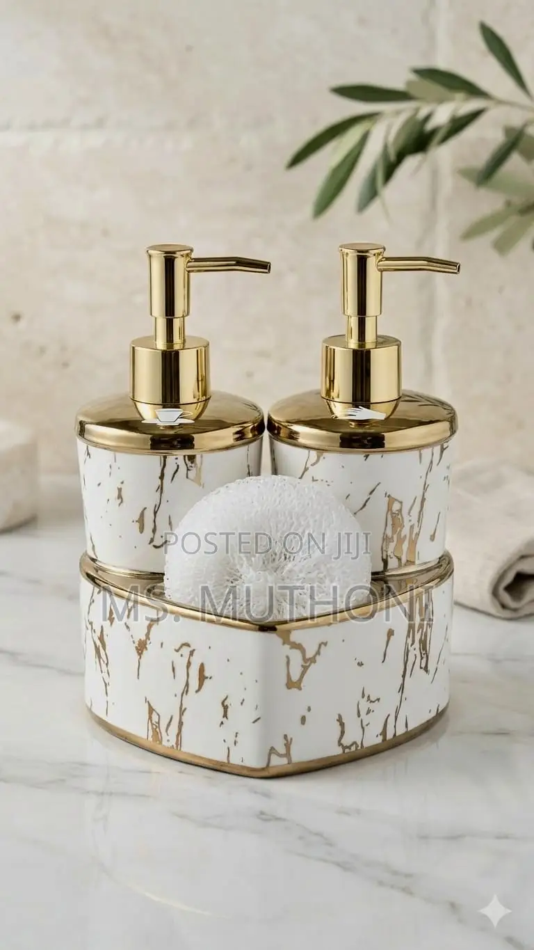 Ceramic Twin Liquid Soap and Detergent Dispensers