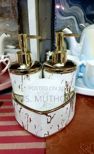 Ceramic Twin Liquid Soap and Detergent Dispensers