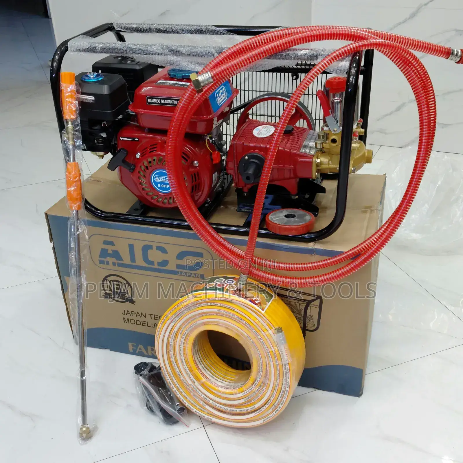 Aico Japan Ac835ps 4 Stroke 8.5hp Trolley Sprayer With 50m Pipe