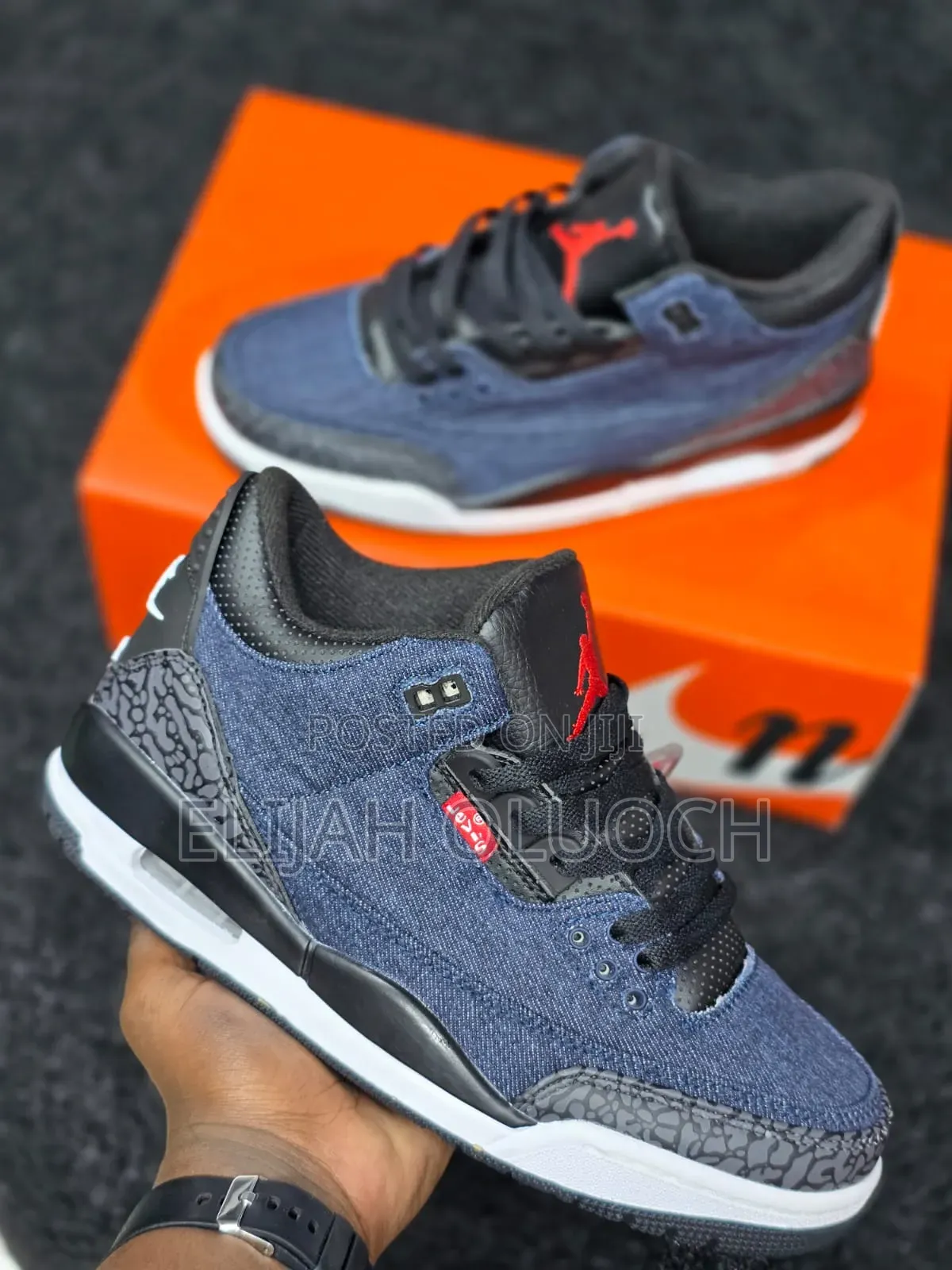Levi's X Air Jordan 3 Retro Sp "Denim Blue" Sneakers.