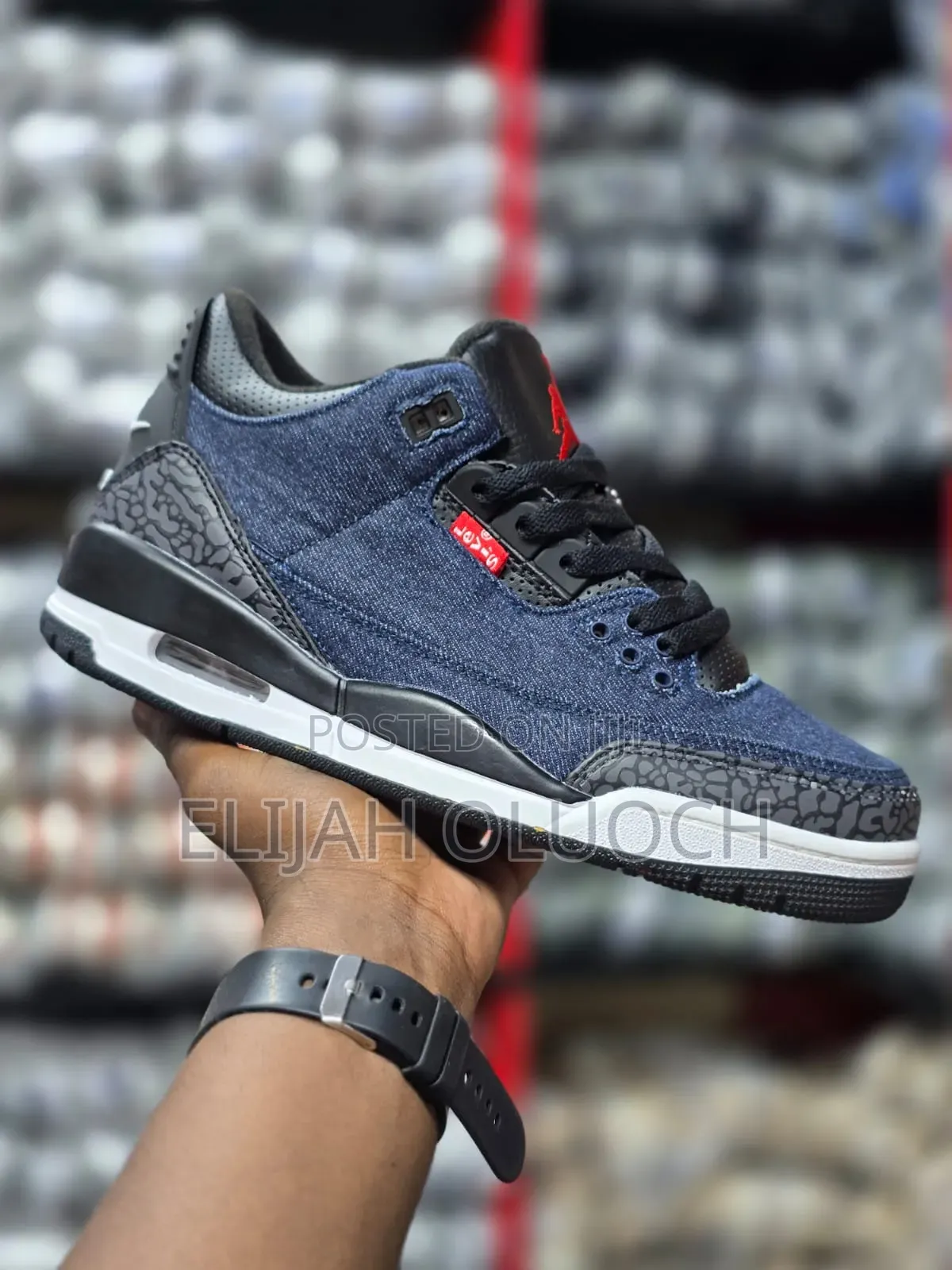 Levi's X Air Jordan 3 Retro Sp "Denim Blue" Sneakers.
