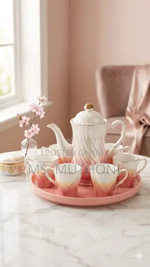 *8pc Luxury Gradient Coffee/ Tea Set Pink White*