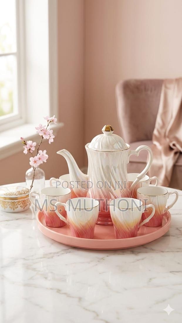 *8pc Luxury Gradient Coffee/ Tea Set Pink White*