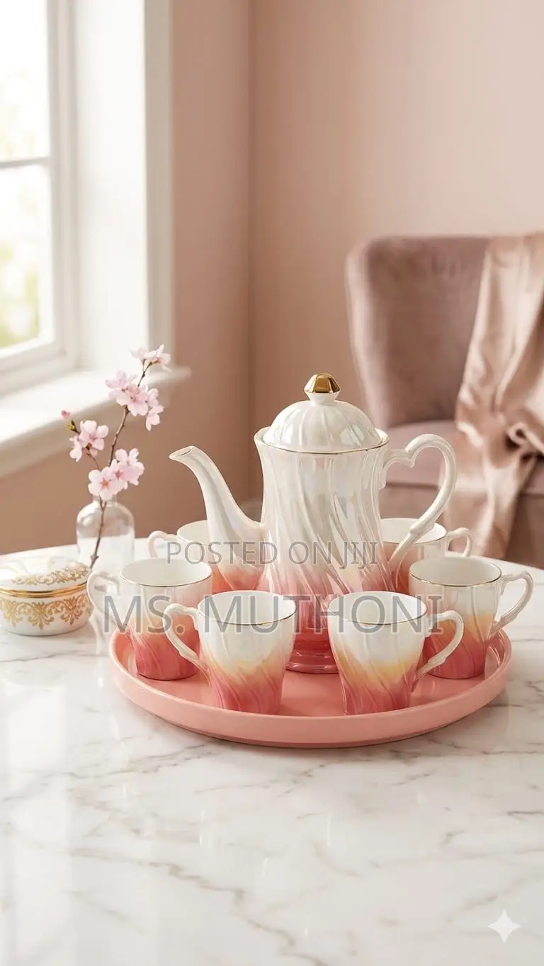 *8pc Luxury Gradient Coffee/ Tea Set Pink White*