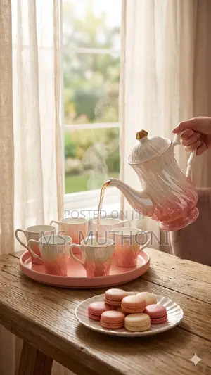 *8pc Luxury Gradient Coffee/ Tea Set Pink White*