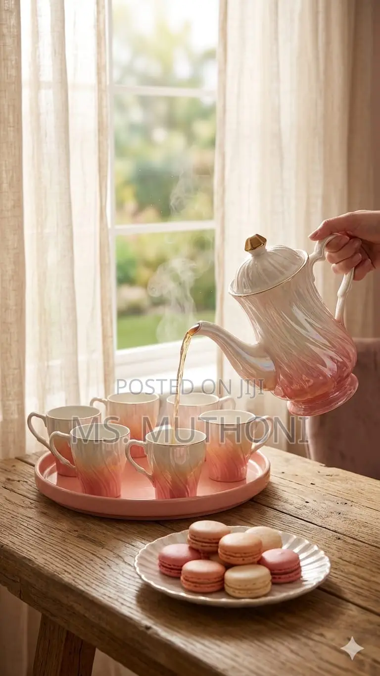 *8pc Luxury Gradient Coffee/ Tea Set Pink White*