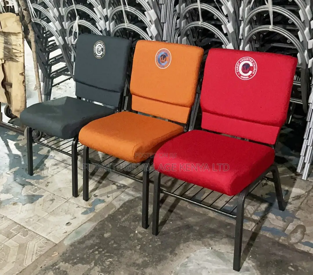 Armless Fabric Padded Church Chair