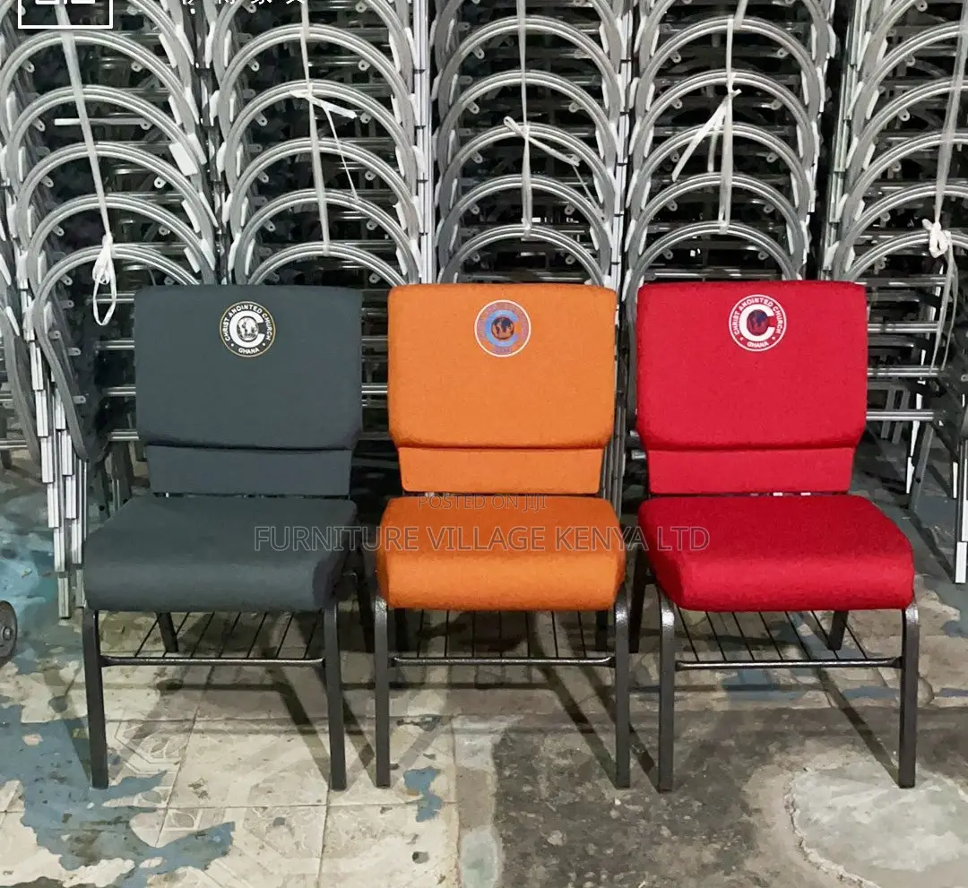 Armless Fabric Padded Church Chair