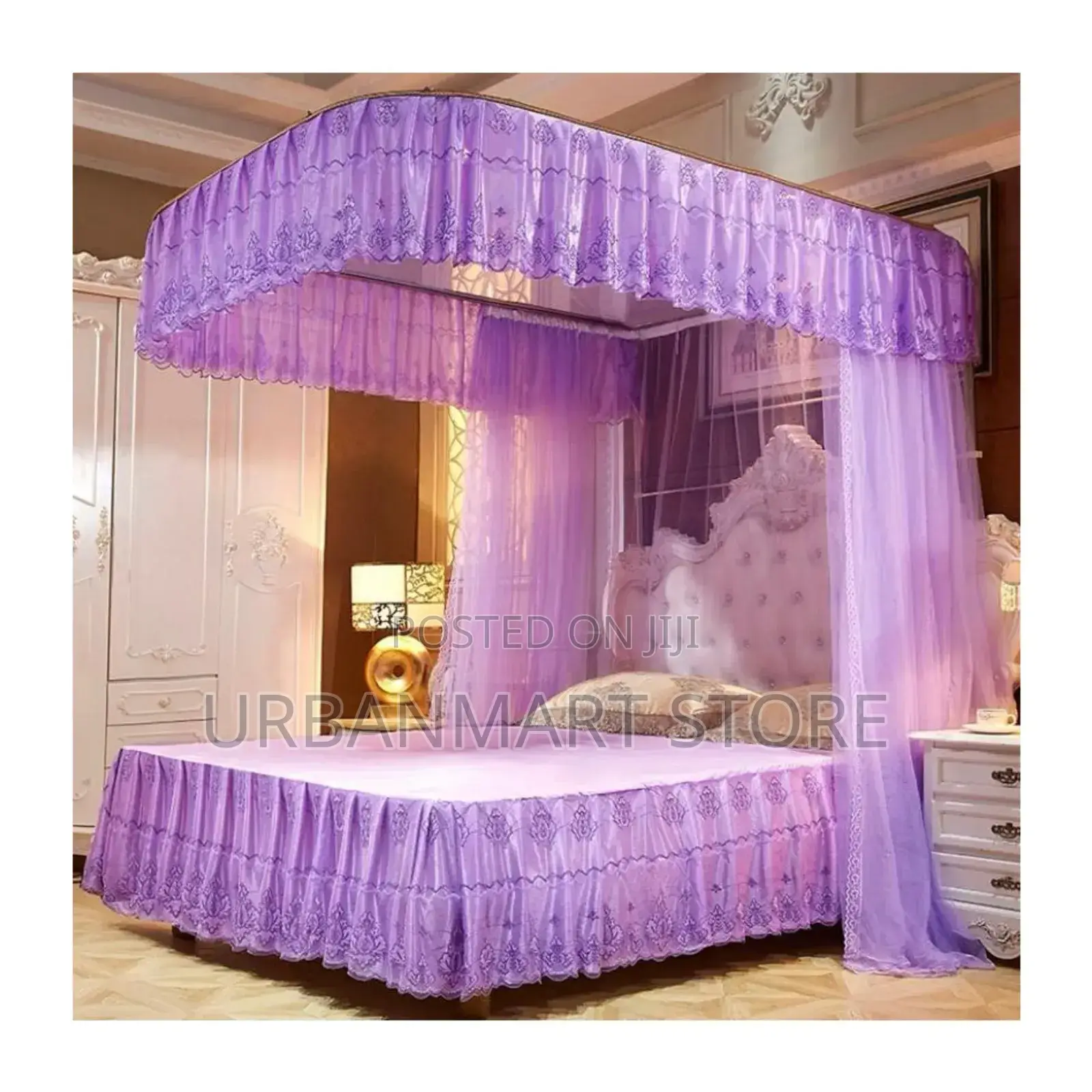 Modern Rail Mosquito Net for 5x6 Bed-2 Stand