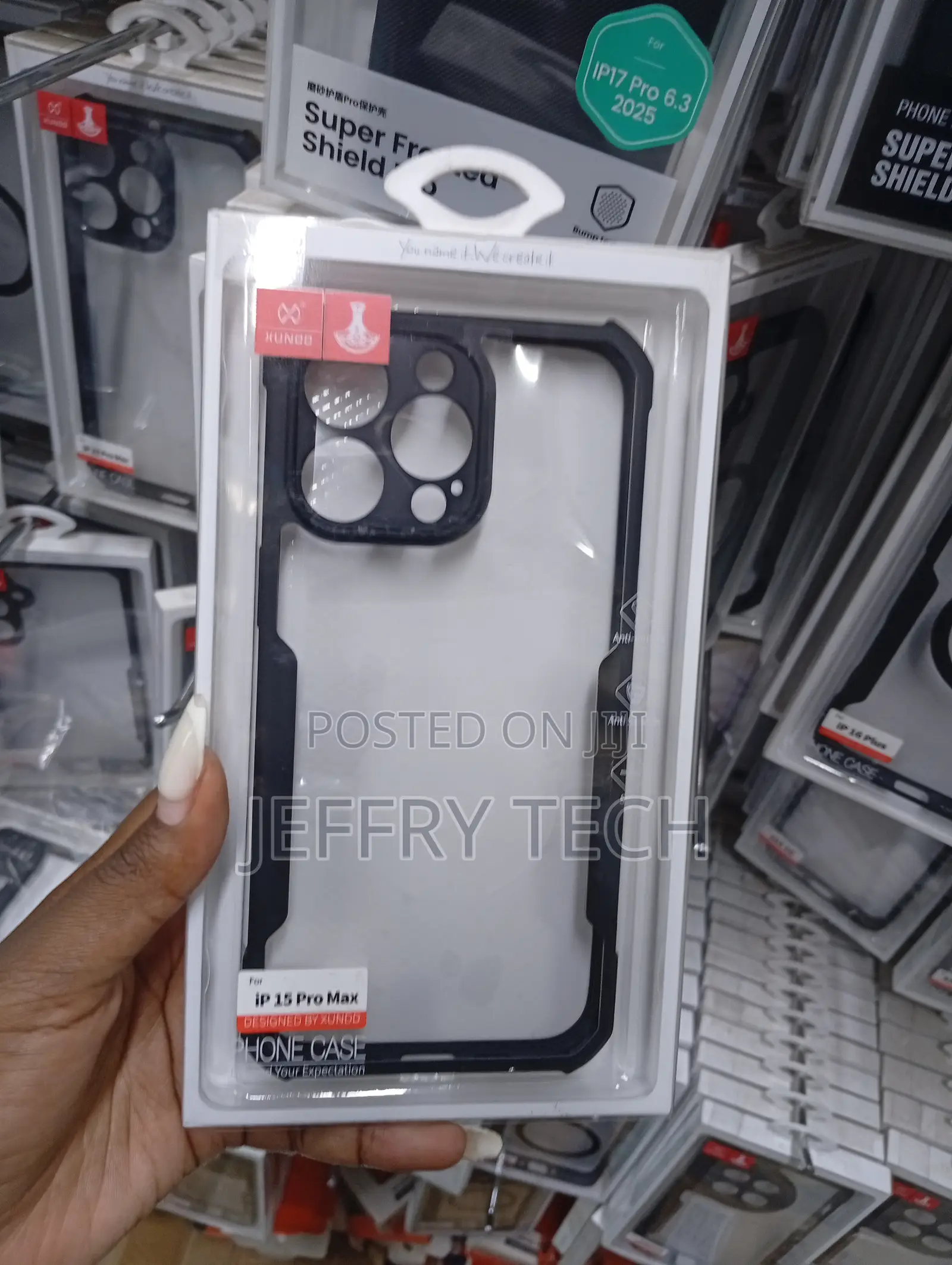 iPhone 15 Pro Max Black, Rigid Shockproof Borders Cover