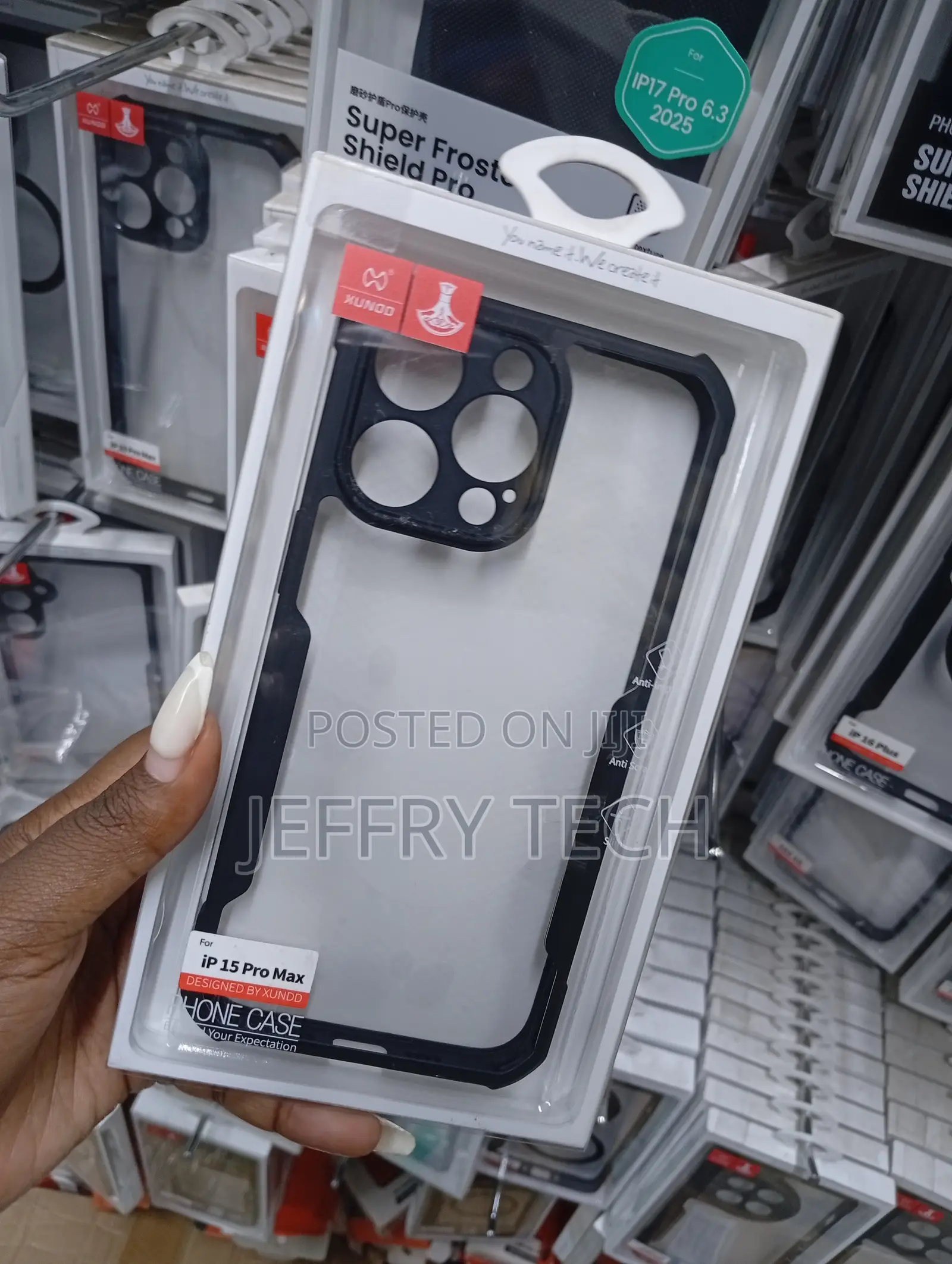 iPhone 15 Pro Max Black, Rigid Shockproof Borders Cover