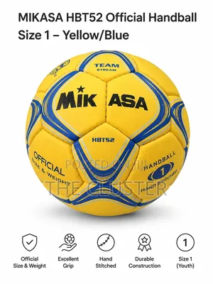 Hbt52 Official Handball Size 1 Hand Stitched Training Ball Yellow/Blue
