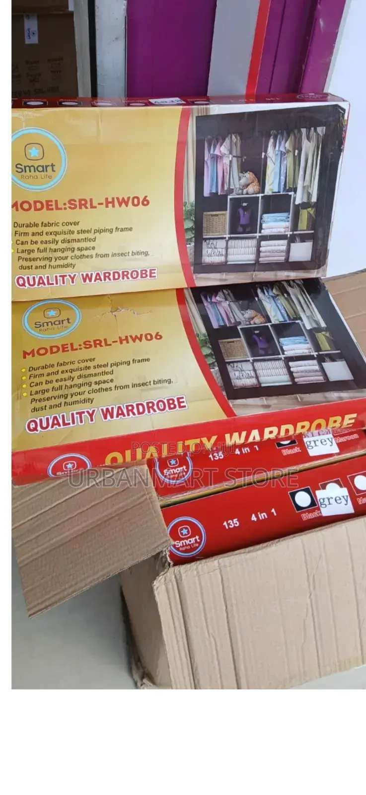 Heavy Duty 4 Column Clothes Wardrobe