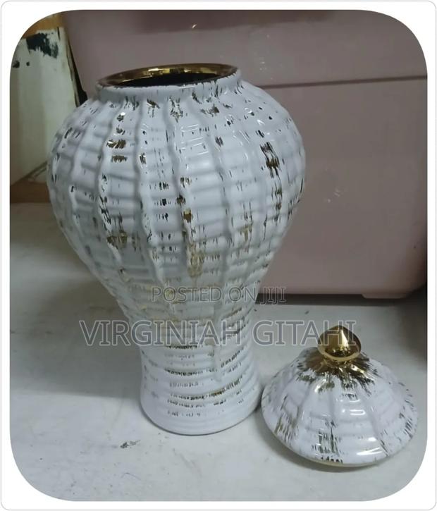 Ceremic Gold-Plated White Vase-Ginger