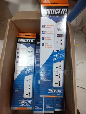 6-Universal Outlet Surge Protector, 1.8m Cord, British Plug, 750 J