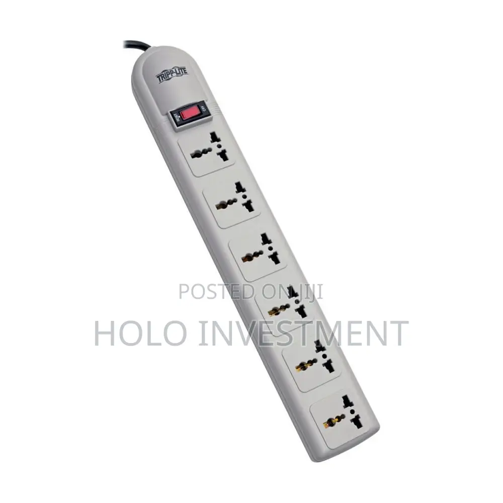 6-Universal Outlet Surge Protector, 1.8m Cord, British Plug, 750 J
