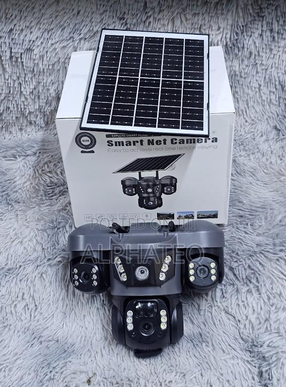V380 Triple Lens Three Screens Camera Solar Powered Wifi CCTV Camera