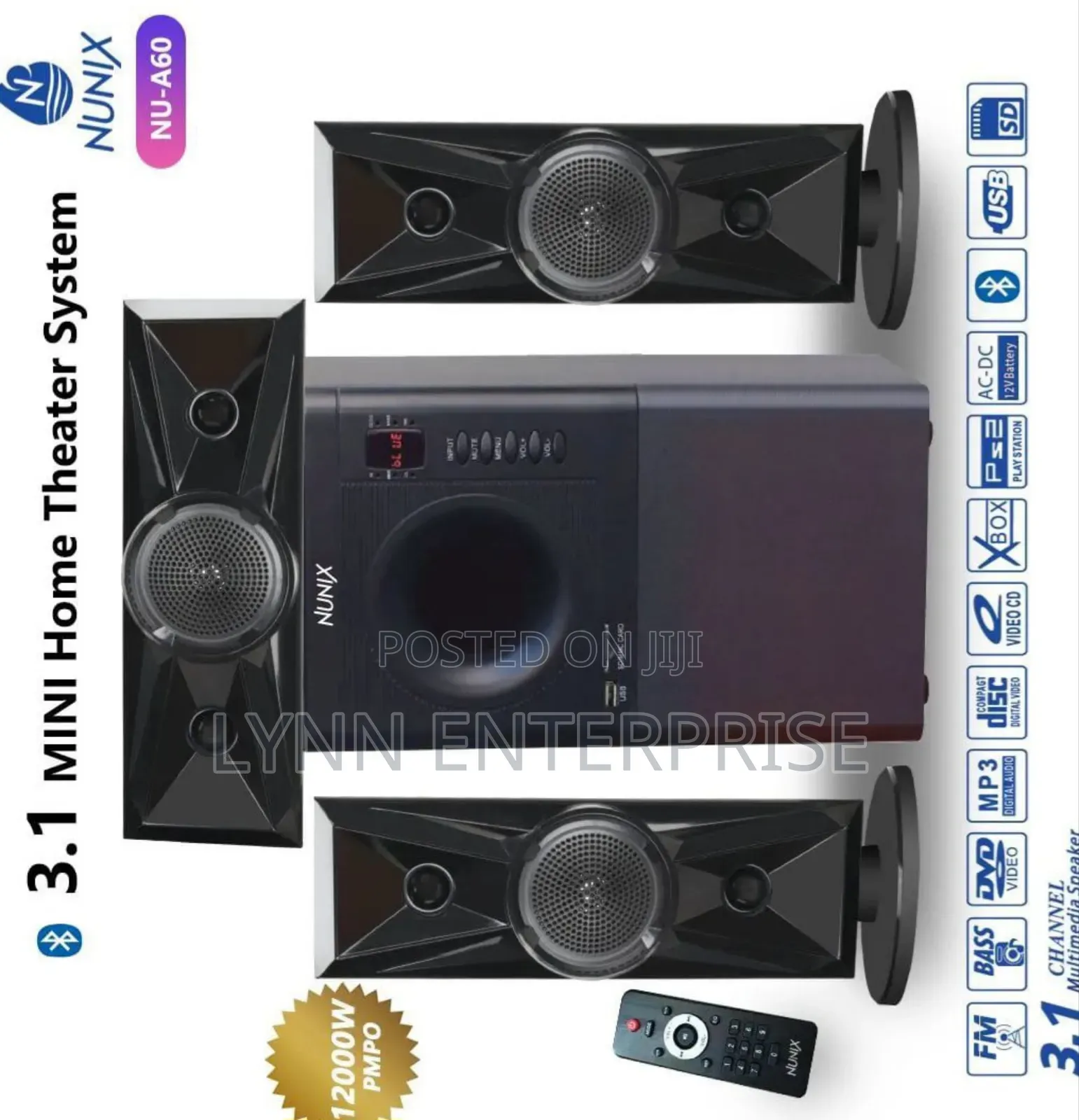 Nunix 3.1 Mini Home Theater System Nu-A60 and a Remote Control Woofer