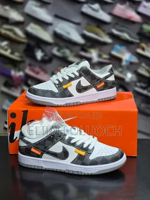 Nike Dunk Low Louis Vuitton Grey and Black Monogram Pattern.
