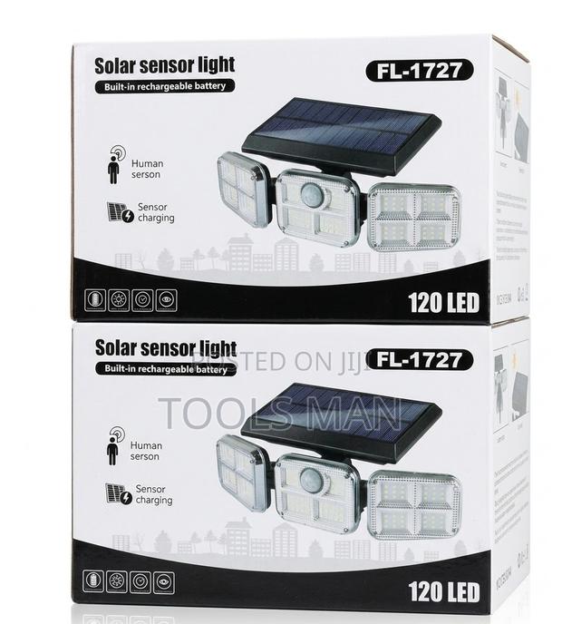 120 Led Solar Motion Sensor Security Light Fl-1727 - 3 Head Adjustable