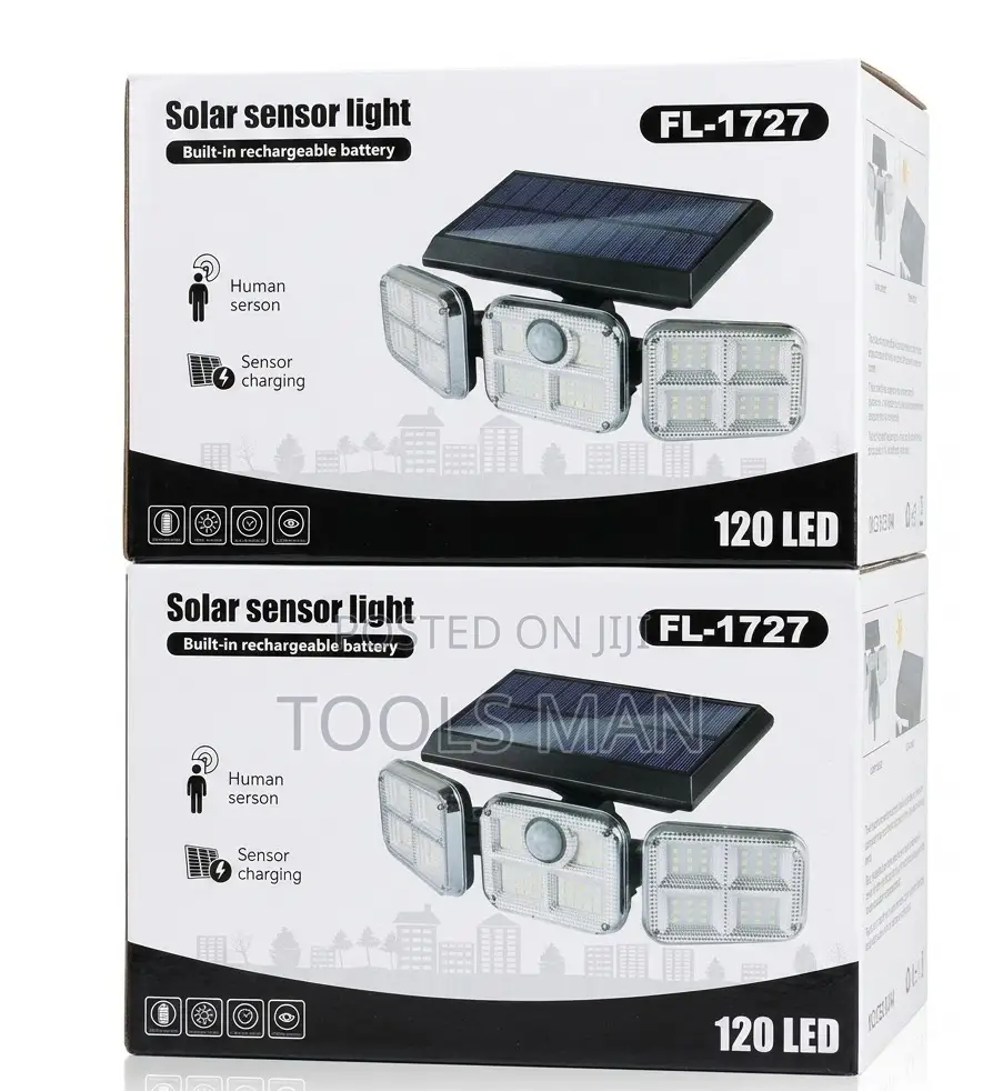 120 Led Solar Motion Sensor Security Light Fl-1727 - 3 Head Adjustable
