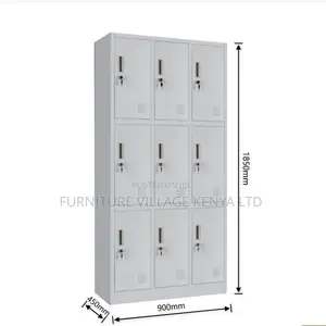 9-Locker White Secure Gym Metallic Cabinet