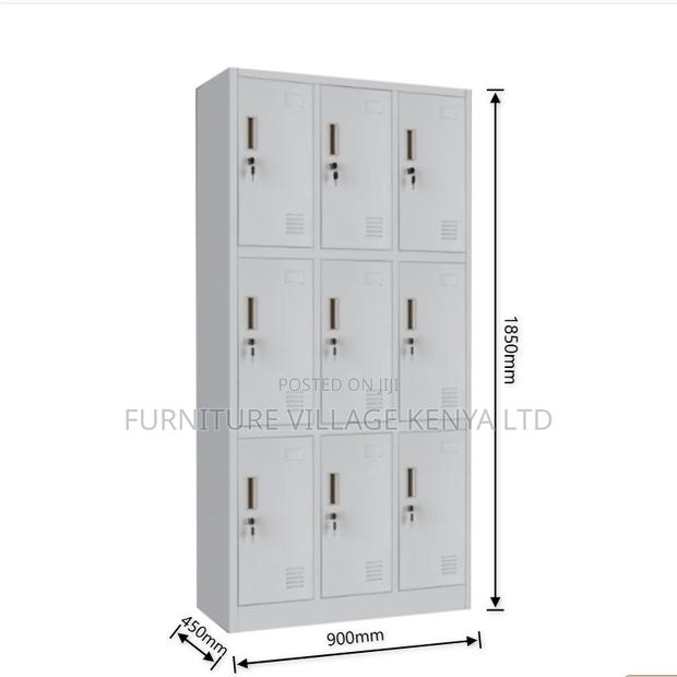 9-Locker White Secure Gym Metallic Cabinet - thumbnail 2
