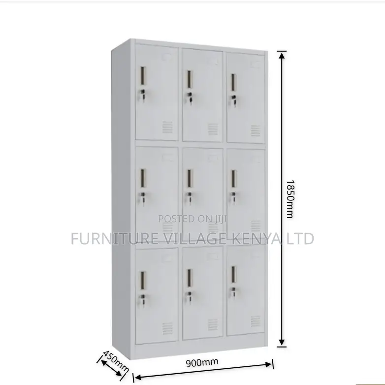 9-Locker White Secure Gym Metallic Cabinet