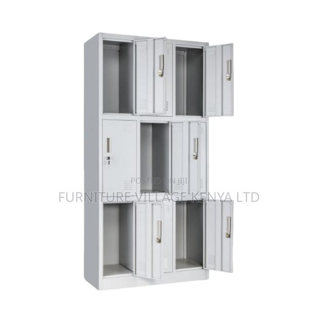 9-Locker White Secure Gym Metallic Cabinet - thumbnail 3