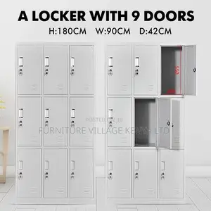 9-Locker White Secure Gym Metallic Cabinet