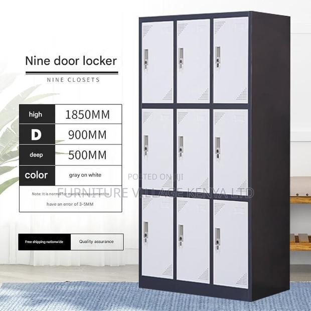 9-Locker White Secure Gym Metallic Cabinet - thumbnail 5