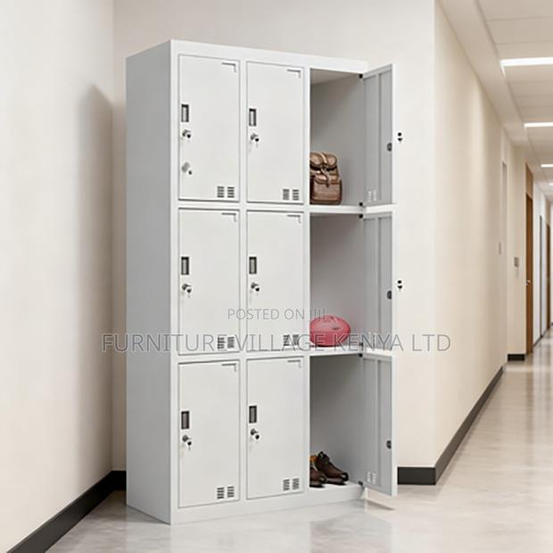 9-Locker White Secure Gym Metallic Cabinet - thumbnail 6