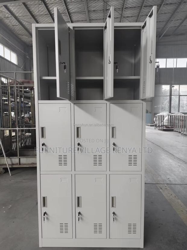 9-Locker White Secure Gym Metallic Cabinet - thumbnail 7