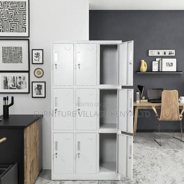 9-Locker White Secure Gym Metallic Cabinet - thumbnail 11