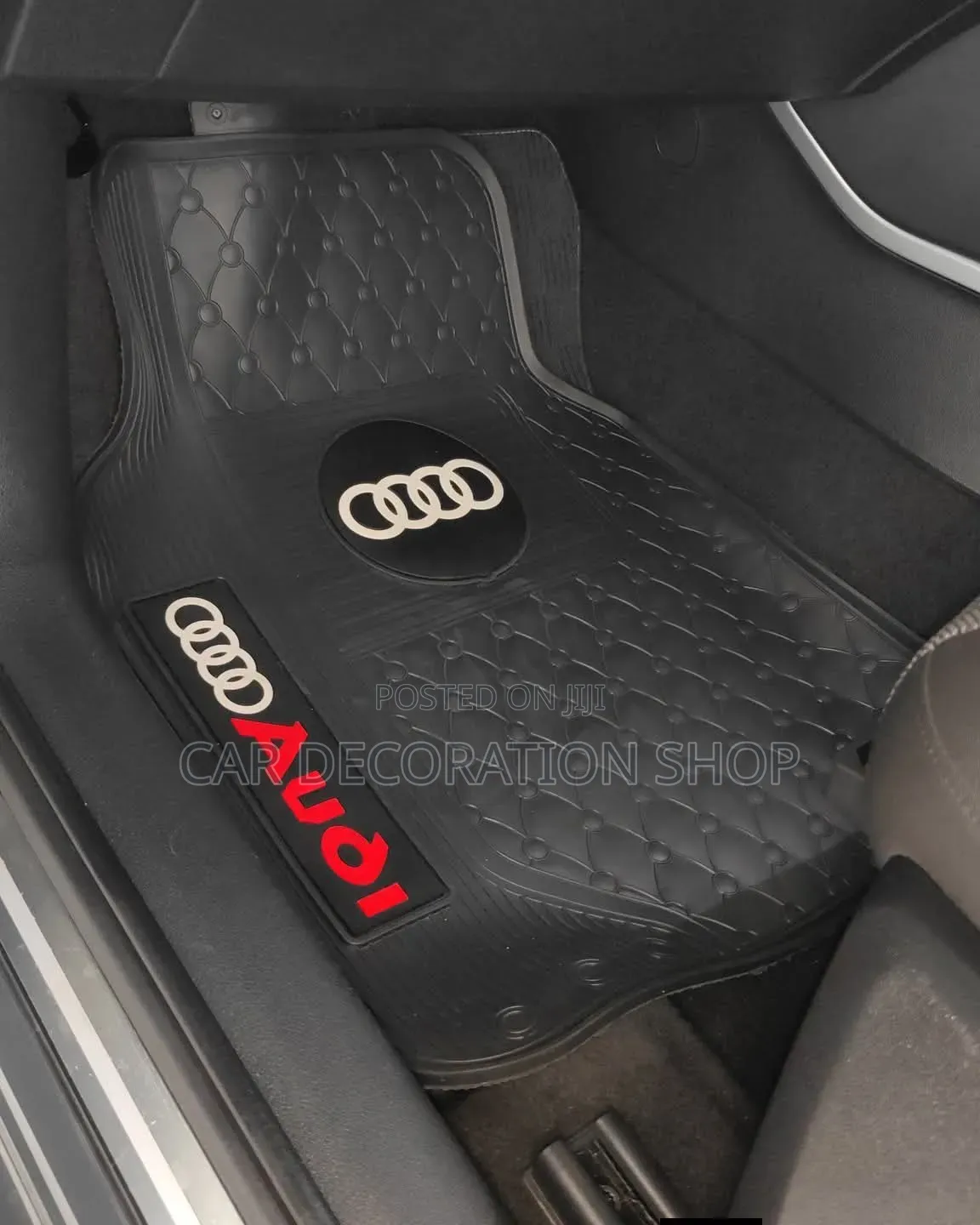 5pc Audi Rubber Floor Mats With Quilted Pattern
