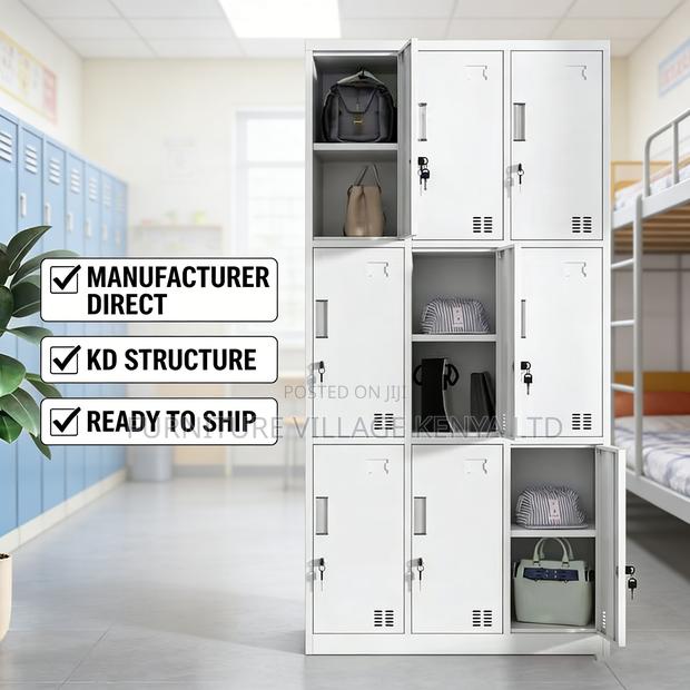 9-Locker White Secure Gym Metallic Cabinet - thumbnail 13
