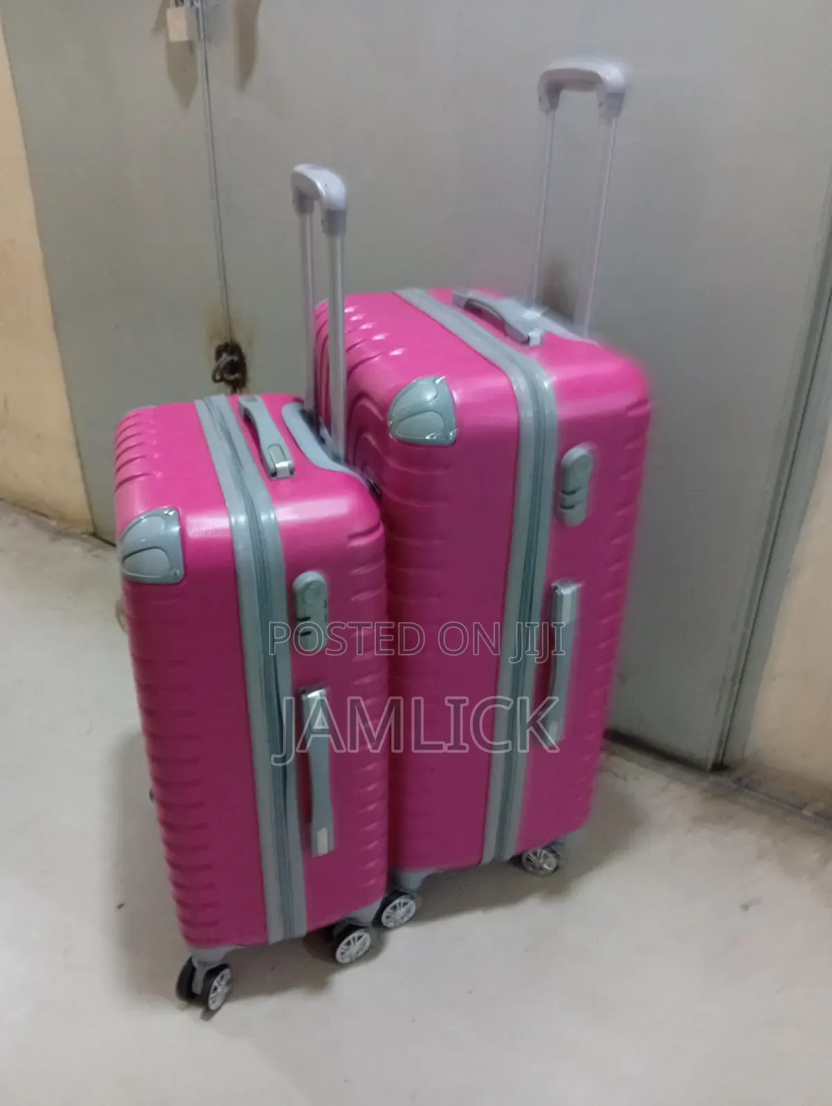 2pcs Hot Pink Suitcases – Large Medium