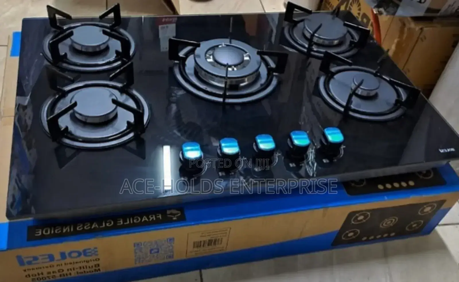 Bolesi Inbuilt Hob 5 Burner Full Gas - Tampared Glass Cooker