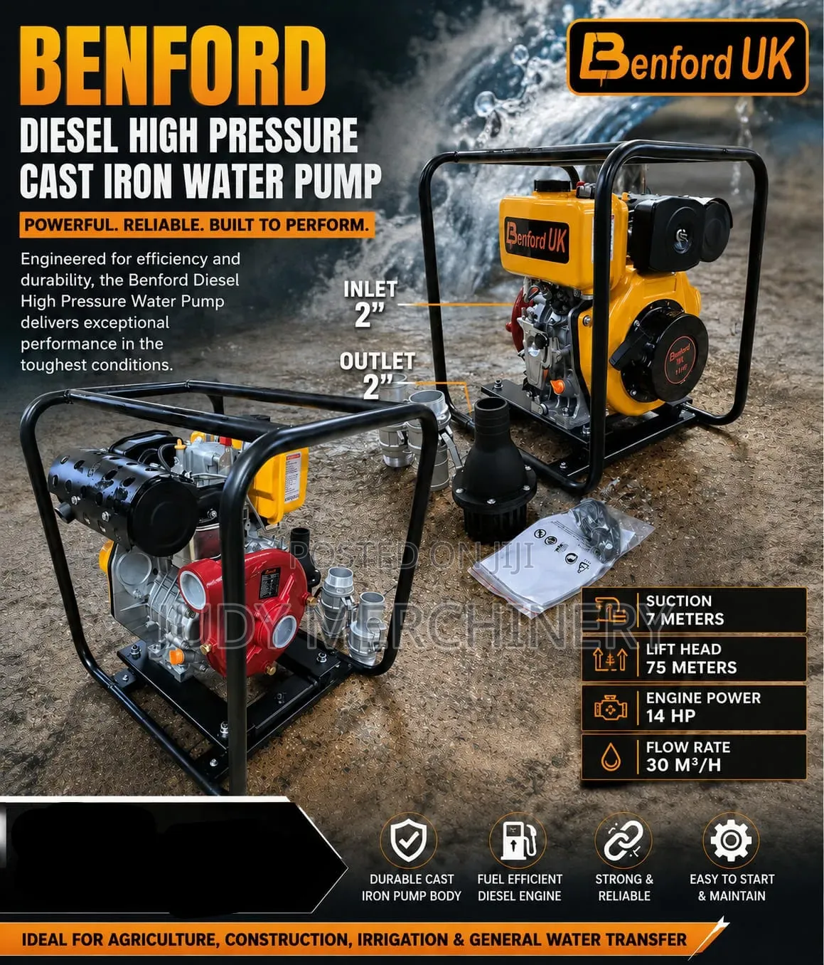 Benford High Pressure Diesel Water Pump 2" High 75m