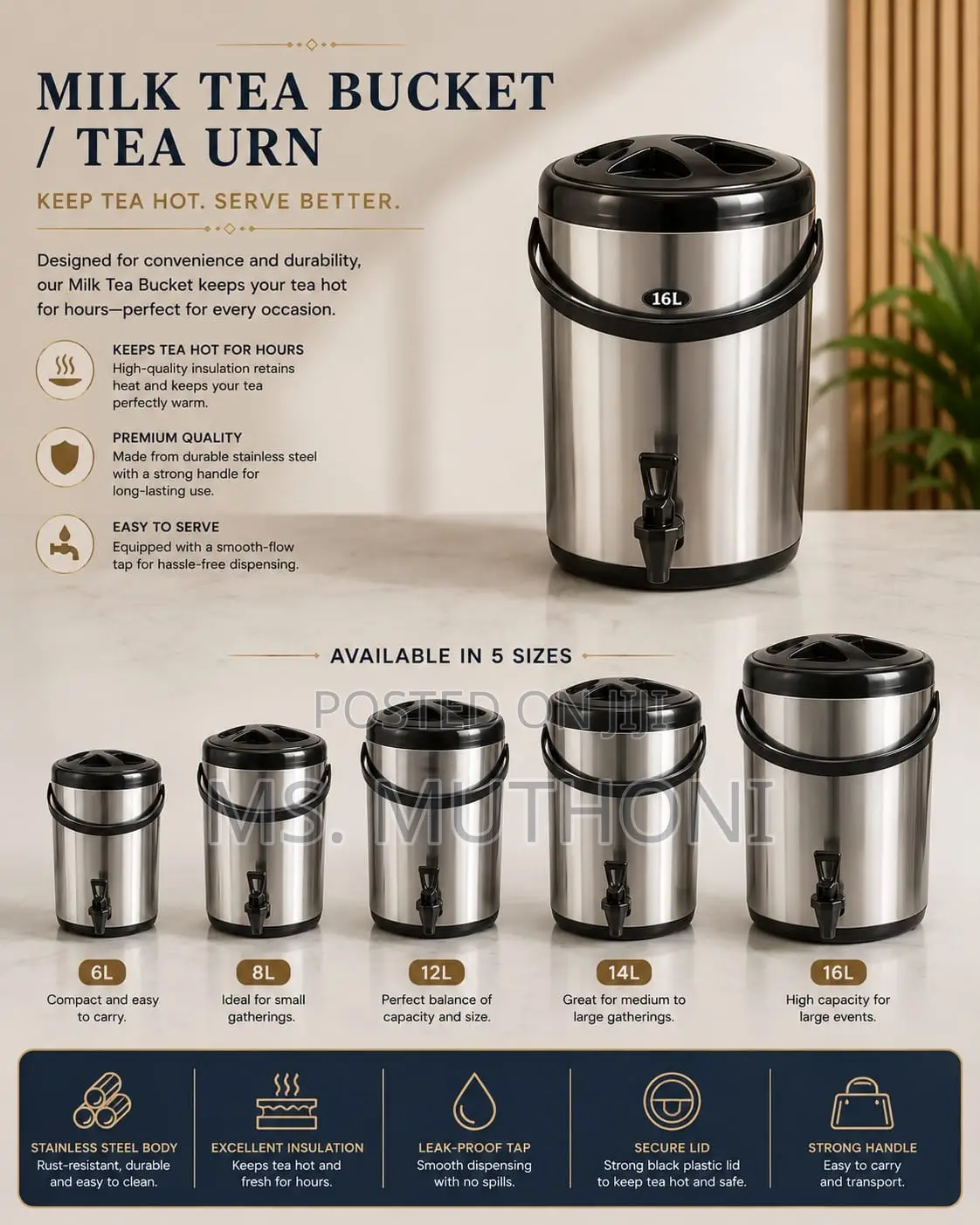 Cjnct847 Steel Milk Tea Bucket / Tea Urn